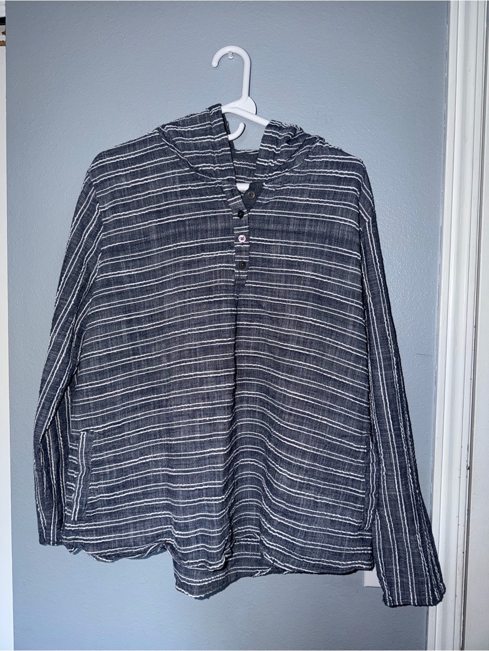 Naked River Striped Hooded Top - Blue & White